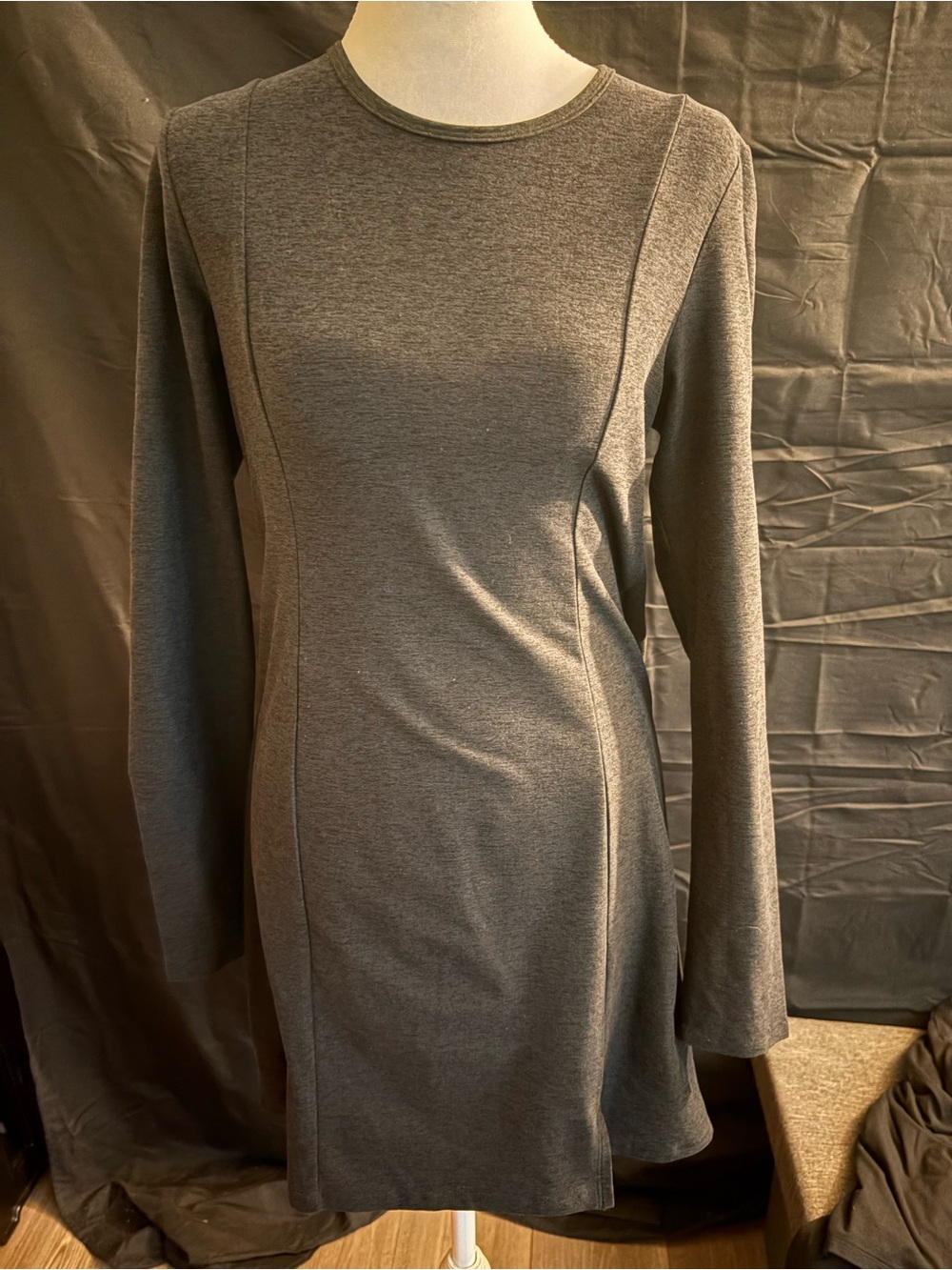 Beyond Yoga Long Sleeve Crewneck Dress in Gray